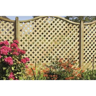 Curved Diamond Wooden Lattice Trellis Fence Panel