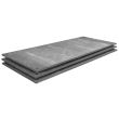 Stacked plain steel trench plates ready for use in roadworks or site protection zones.