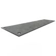 Angled view of plain steel trench cover plate with pre-drilled lifting holes on each corner.