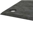 Angled corner view of plain steel road plate showing details of lifting hole and chamfered edges
