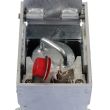 Retractable parking post with lock and keys stored in red protective housing, offering robust driveway and car park access control solution.