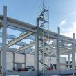 Compact, space-saving spiral staircase system for temporary site access