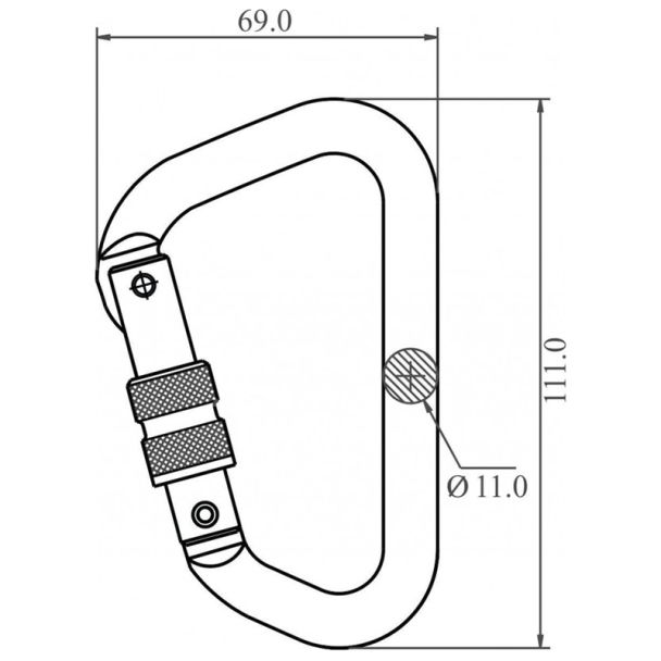Aluminium Screw Locking Karabiner Measurements