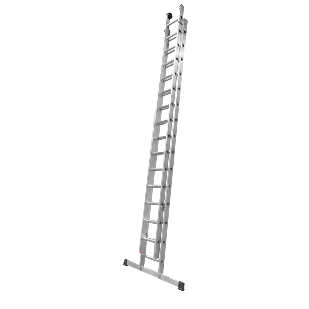 Industrial Aluminium Double Extension Ladder close up.