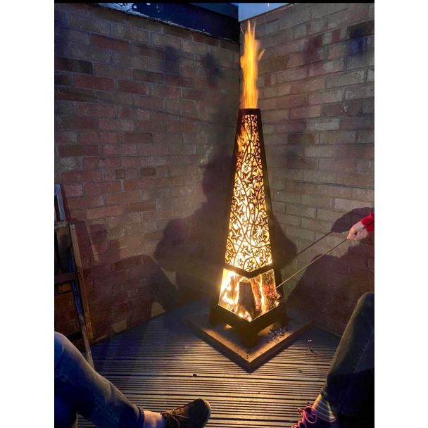 Laser Cut Steel Chimenea - Fern Leaf Design