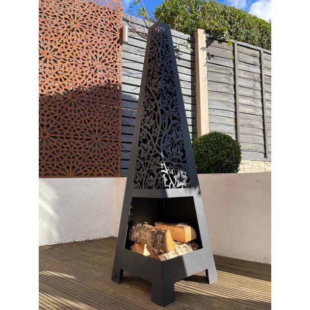 Laser Cut Steel Chimenea - Fern Leaf Design