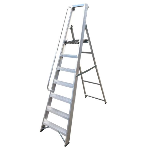 Industrial Aluminium Platform Steps with Left Handrail