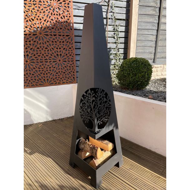 Laser Cut Steel Chimenea - Fern Leaf Design