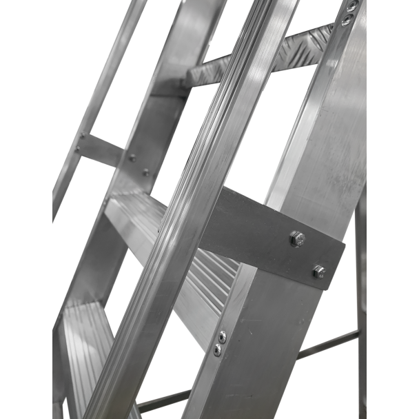 Wide Aluminium Stepladder close up of steps.