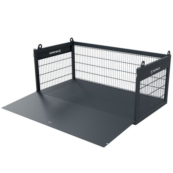 Wide Heavy Duty Crane Liftable Goods Cage With Ramp