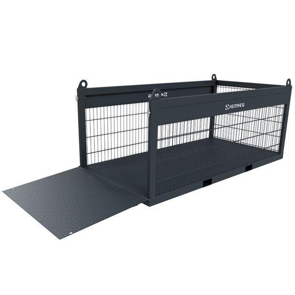 Long Heavy Duty Crane Liftable Goods Carry Cage With Ramp