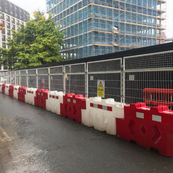 Multiple Bison Barriers with mesh fence extensions