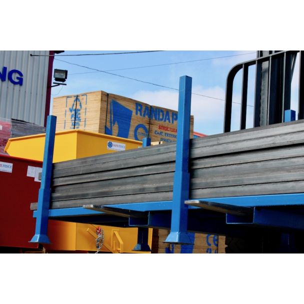 Painted Blue Forklift Road Form Stillages on Forks