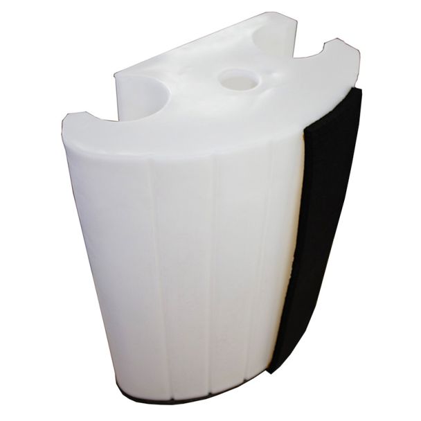 Angled view of Floodstop corner unit showing twin connection hubs and sealing gasket