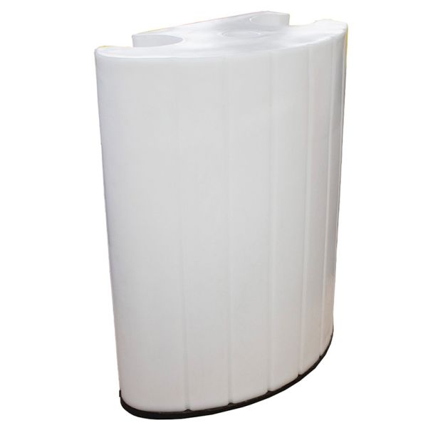 Curved Floodstop corner module in white for creating barrier turns or enclosures