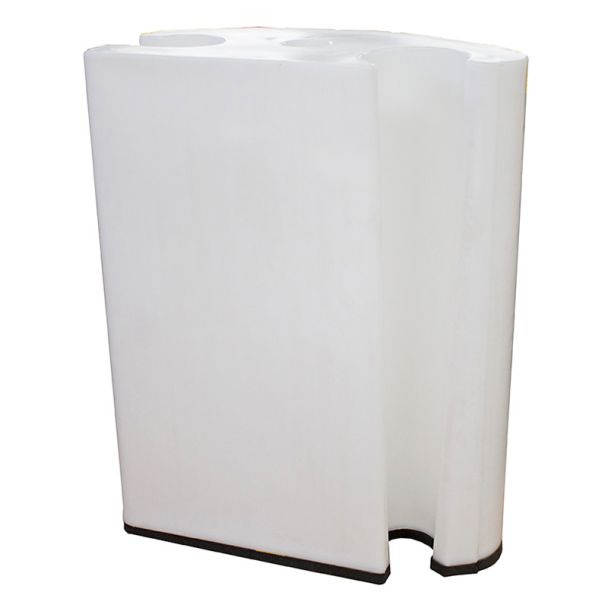Square Floodstop corner hub connector for right-angle barrier integration