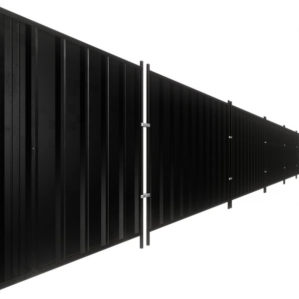 Black Powder Coated Site Steel Hoarding Fencing Panels