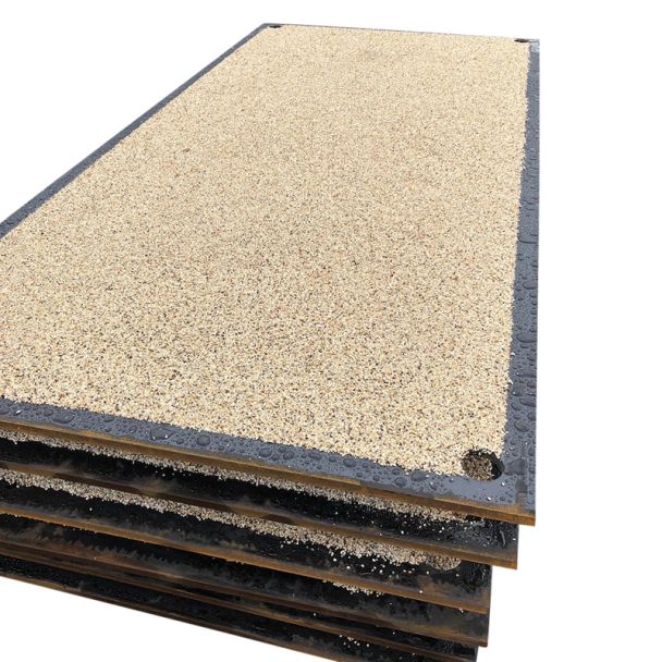 Stacked anti-slip trench plates with bauxite stone non-slip finish