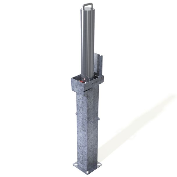 Retractable parking post with integral lock for car parks and commercial spaces, providing reliable vehicle access control.