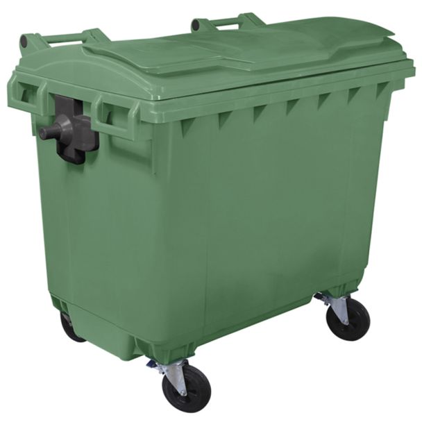Green 660 Litre Wheeled Waste Bin