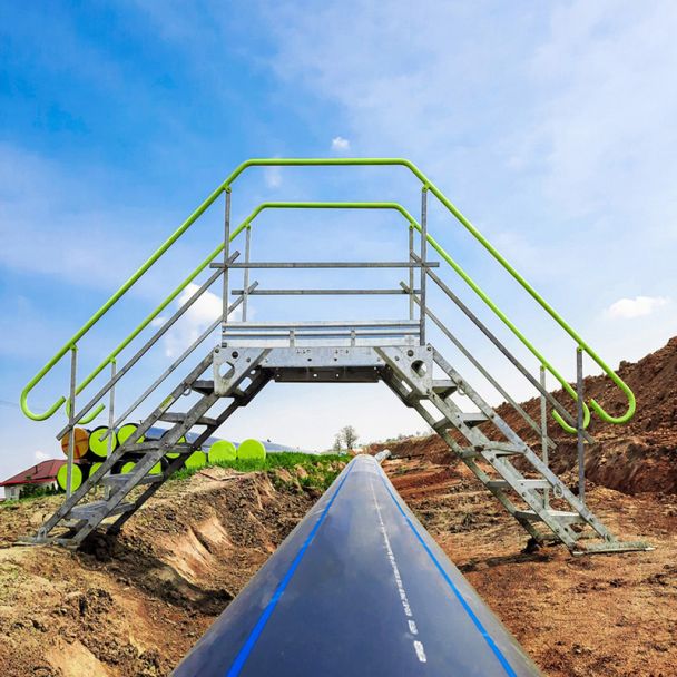 Temporary Pedestrian Up & Over Bridge - Above Pipe
